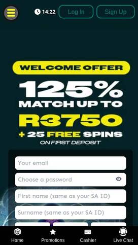 ZarBet Casino Homepage Mobile