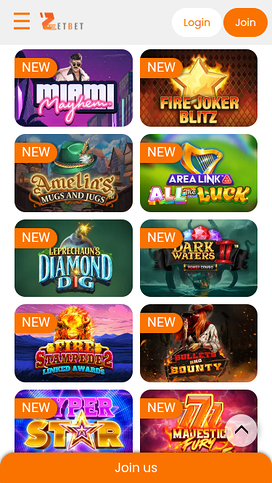 Zet Bet Casino Mobile Games