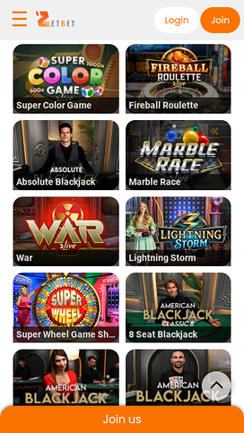 Zet Bet Casino Mobile Live Dealer