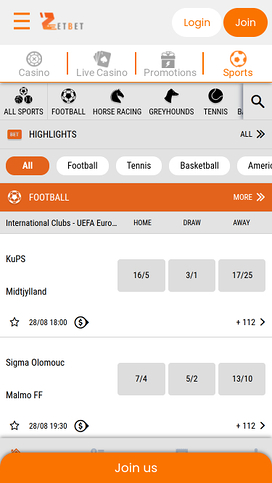 Zet Bet Casino Mobile Sports