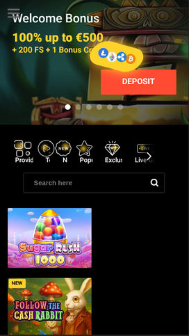 Zet Casino Mobile Homepage