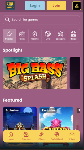 Zeus Bingo Casino Mobile Games