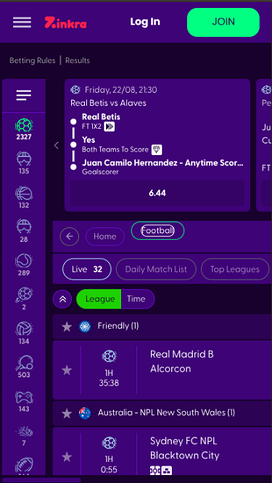 Zinkra Casino Mobile Sports