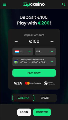 Zip Casino Mobile Homepage