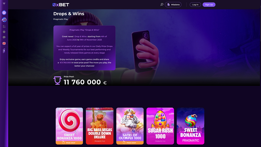 0XBet Casino Desktop Drops and Wins