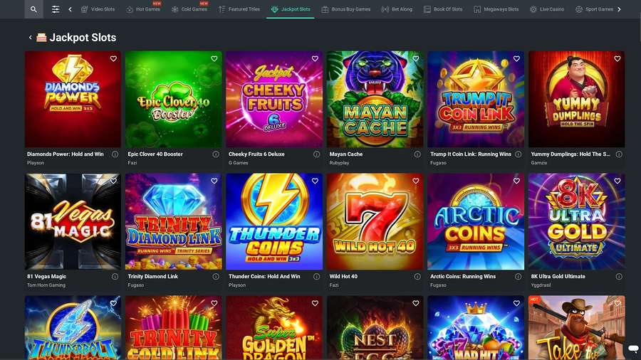 1Bet Casino Desktop Jackpot