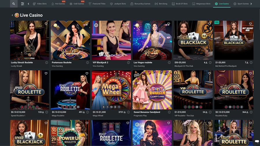 1Bet Casino Desktop Live Dealer