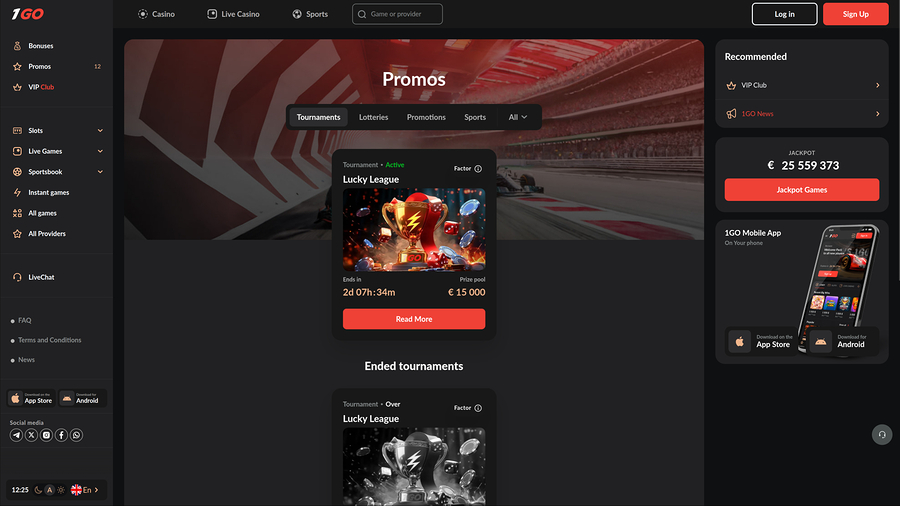 Promociones de escritorio de 1GO Casino