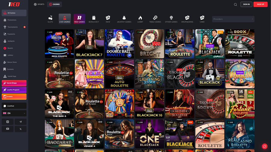 1red Casino Desktop Live Dealer