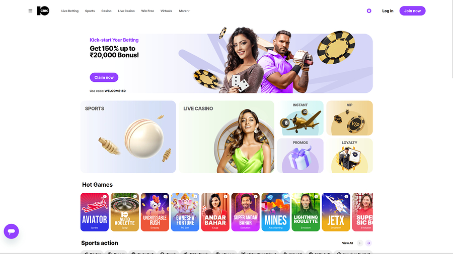 10cric Casino Desktop Homepage