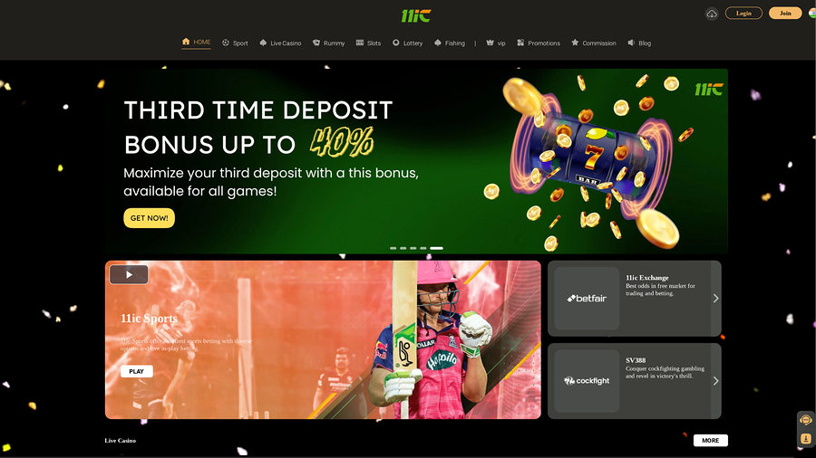 11ic Casino Desktop Homepage