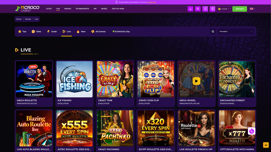 11croco Casino Desktop Live Dealer