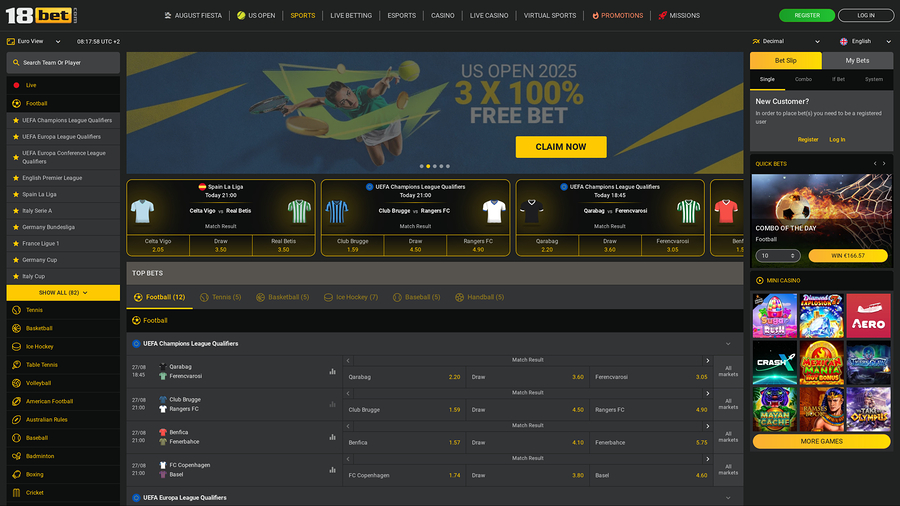 18Bet Casino Desktop Sports