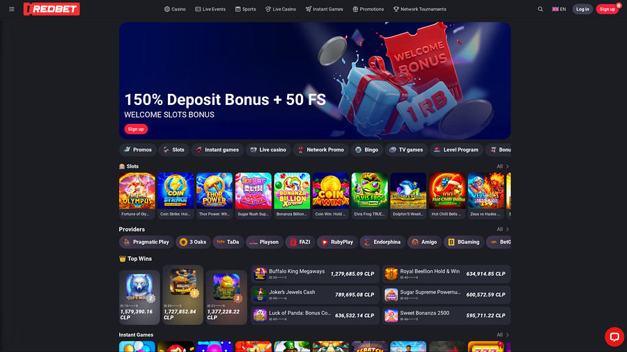 1RedBet Casino Homepage