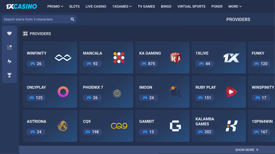 1xCasino Desktop Game Developers