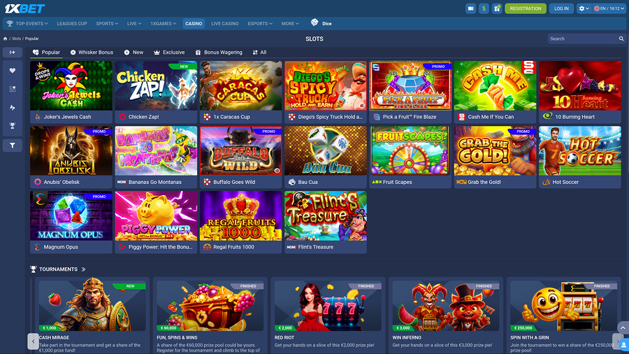 1xBet Casino Desktop Games