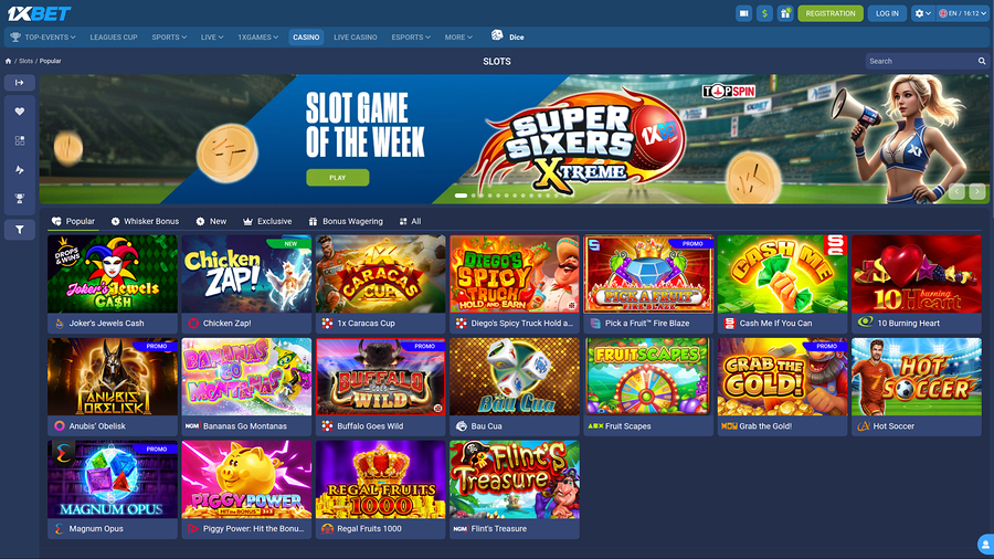 1xBet Casino Desktop Homepage