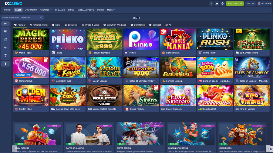 1xCasino Desktop Games