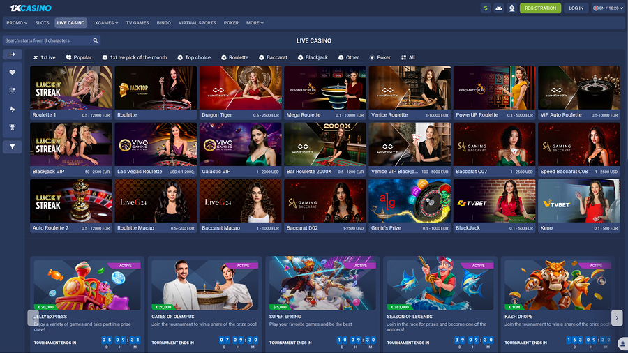 1xCasino Desktop Live Dealer