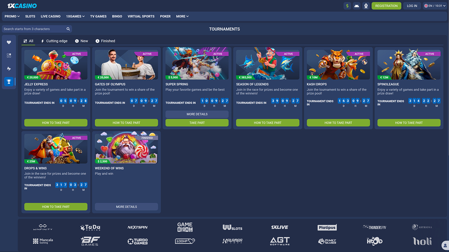 1xCasino Desktop Tournaments