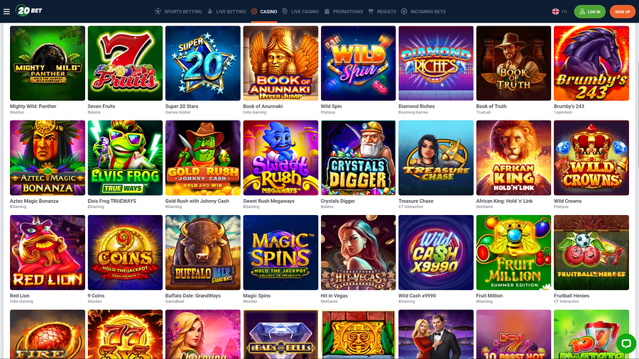 20Bet Casino Desktop Games