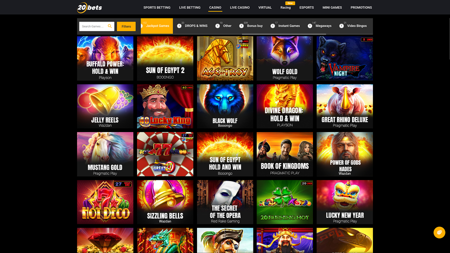20Bets Casino Desktop Jackpot