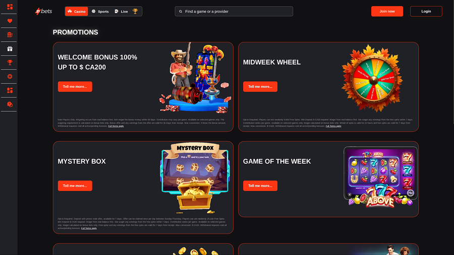 21betscasino.com Desktop Promotions