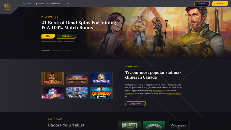 21 Casino Desktop Homepage