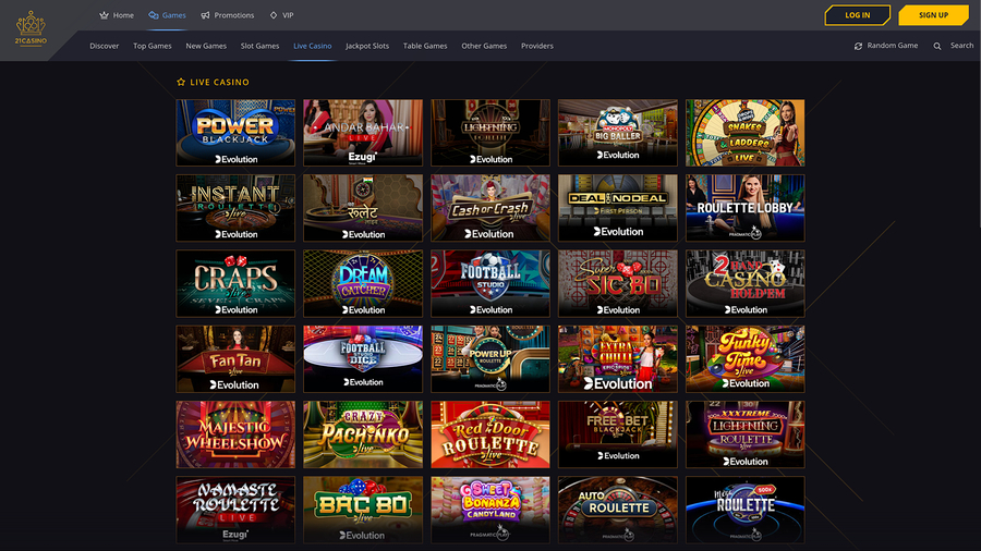 21 Casino Desktop Live Dealer