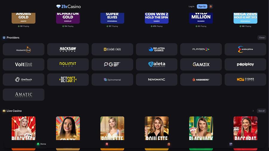 21kCasino game developers page