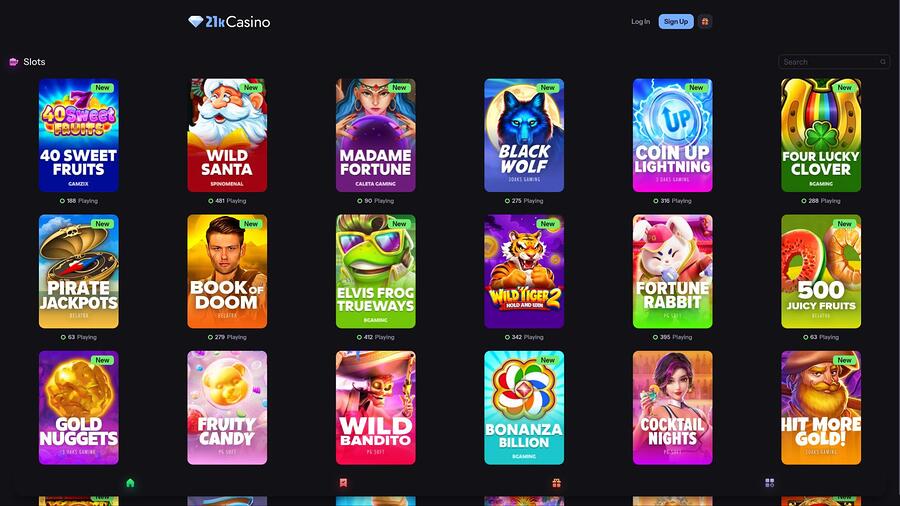 21kCasino games page