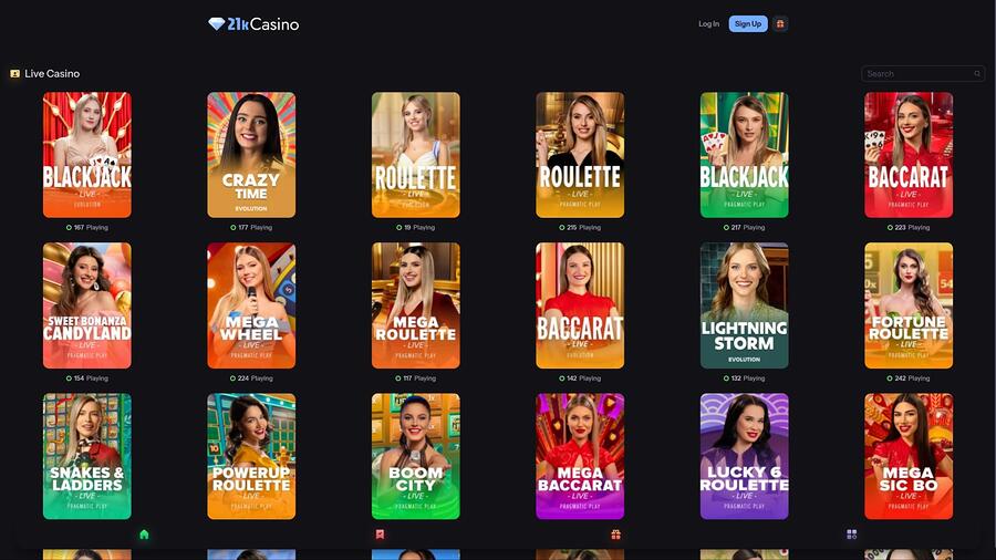 21kCasino live dealer page