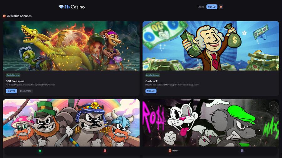 21kCasino promotions page