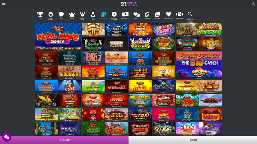 21 Prive Casino Desktop Jackpot