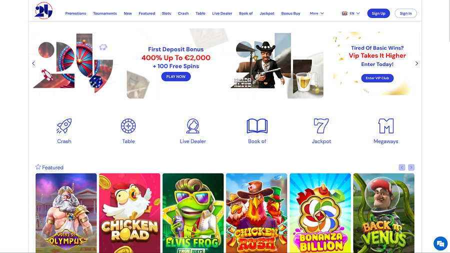 24Casino.bet Desktop Homepage