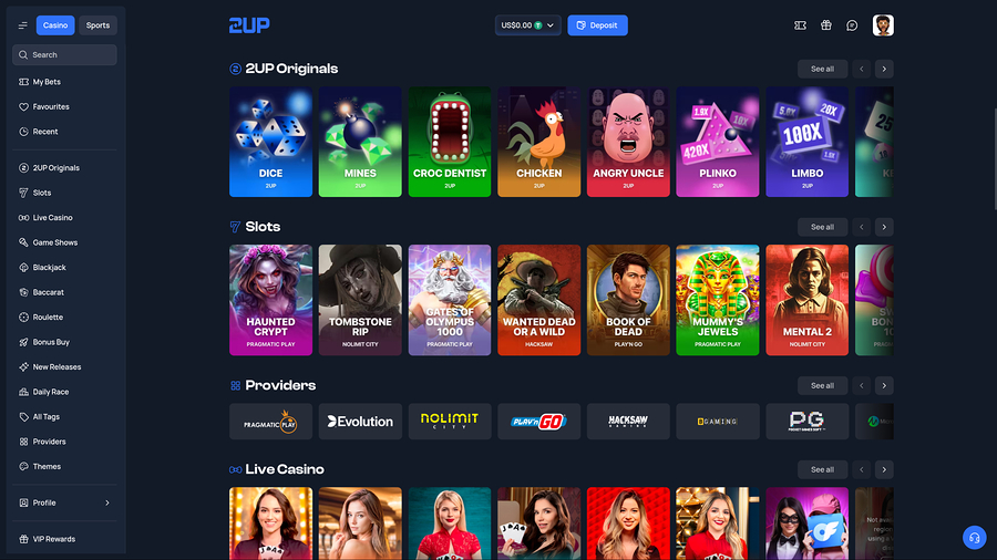 Juegos de escritorio de casino 2up