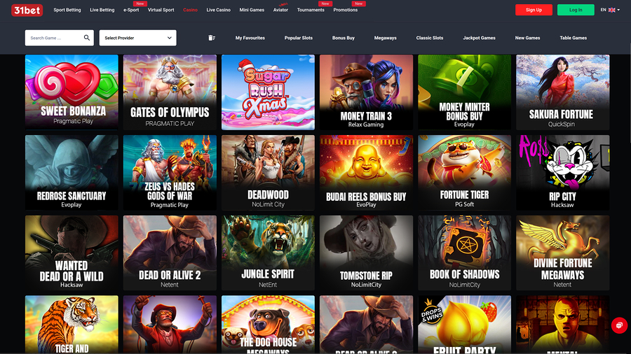 31Bet Casino Desktop Games