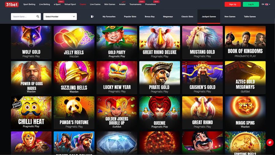 31Bet Casino Desktop Jackpot