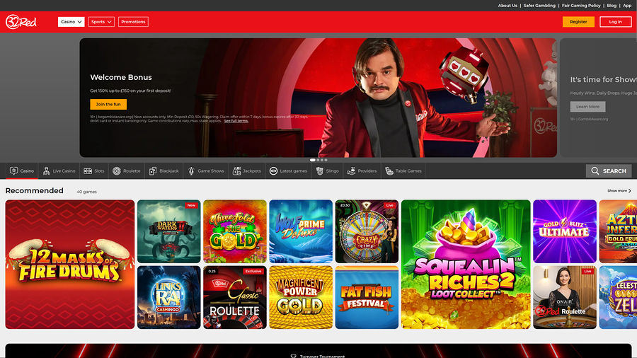 32Red Casino Desktop Homepage