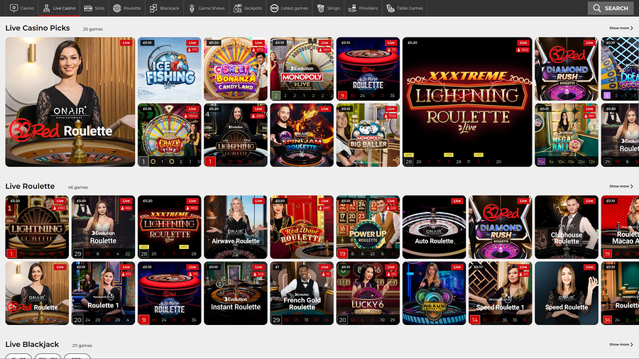 32Red Casino Desktop Live Dealer