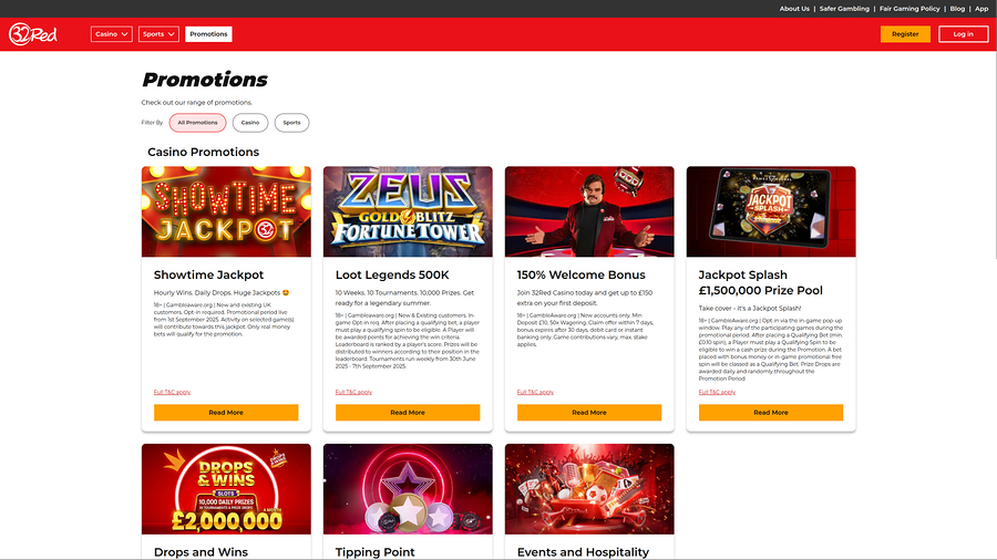 32Red Casino Desktop Promotions