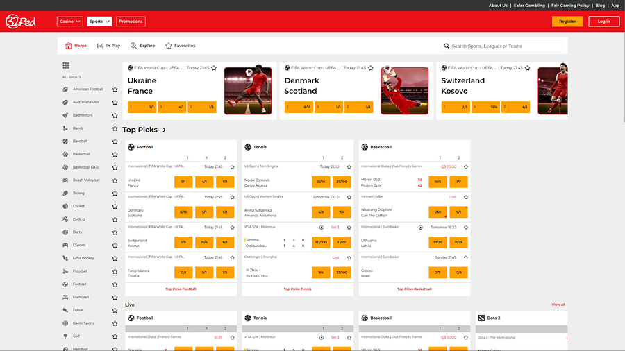 32Red Casino Desktop Sports