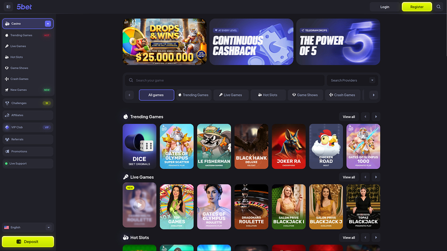 Juegos de escritorio de casino 5bet