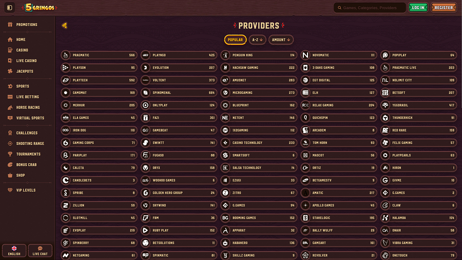 5Gringos Casino Desktop Game Developers