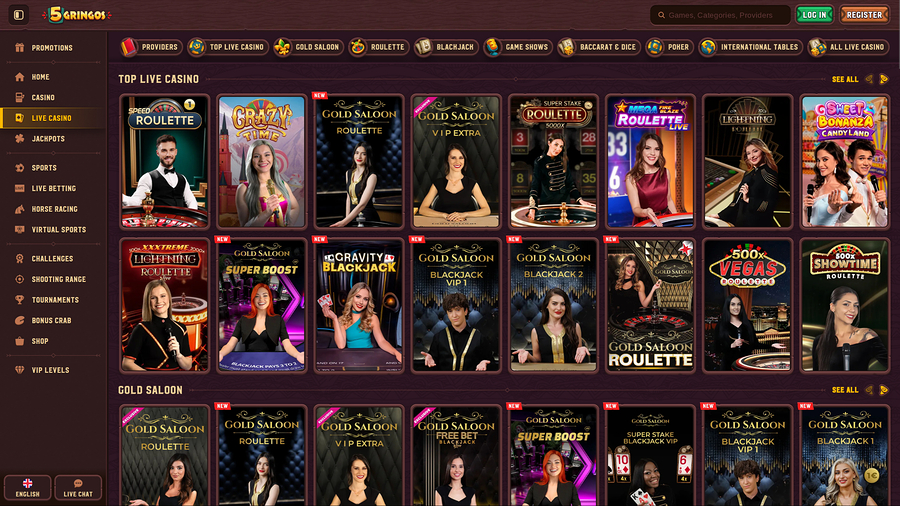 5Gringos Casino Desktop Live Dealer