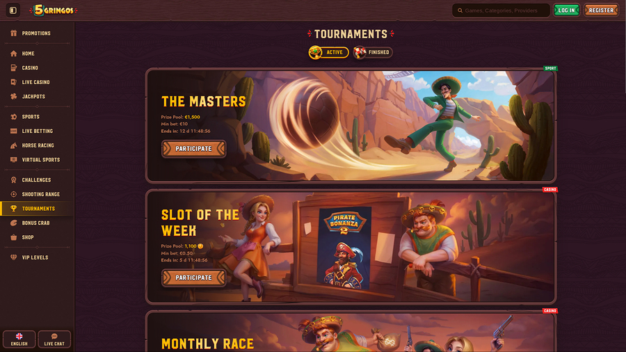 5Gringos Casino Desktop Tournaments