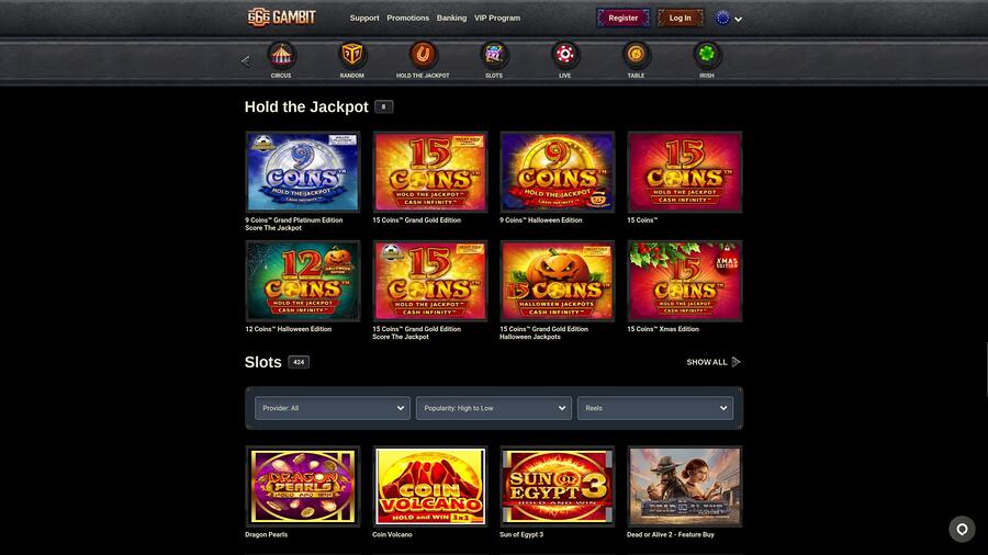 Página del premio mayor del casino 666 Gambit