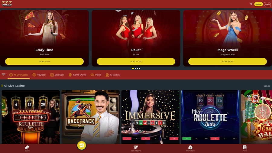 777Vault Casino Live Dealer Desktop
