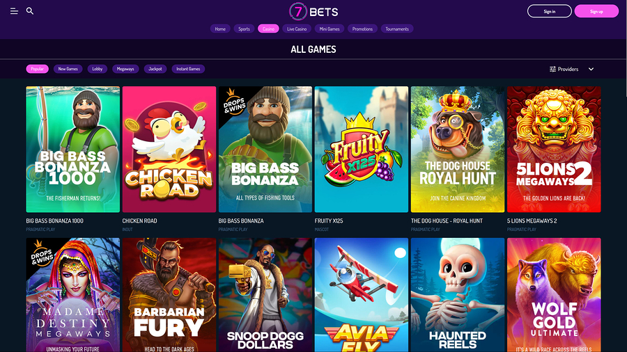 7Bets Casino Desktop Games