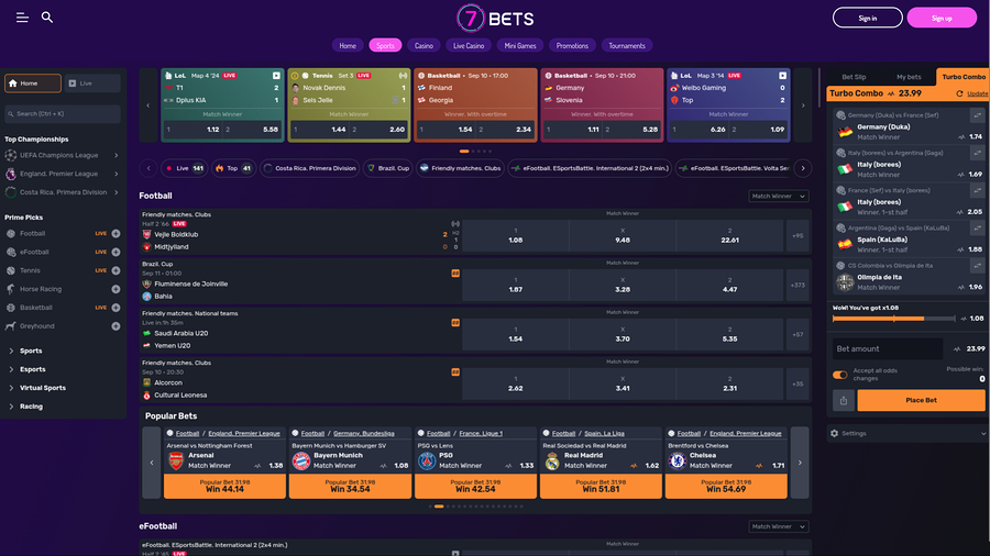 7Bets Casino Desktop Sports